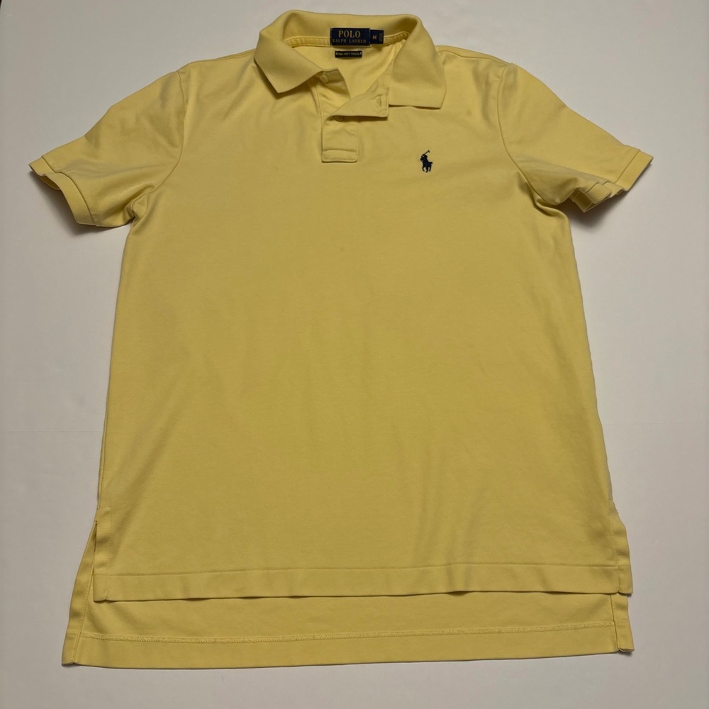 Polo Ralph Lauren Polo Shirt Mens M Yellow Pima Soft Touch Short Sleeve Pony